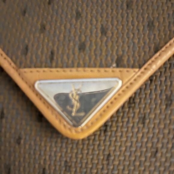 Authentic YSL Yves Saint Laurent Vintage Triangle Logo Brown Crossbody Bag - Picture 3 of 5